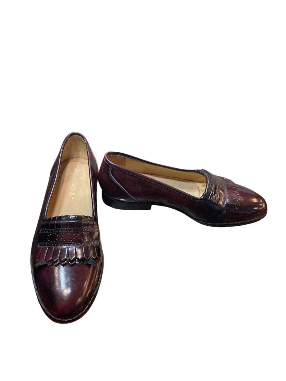 Giorgio Brutini mens burgandy leather slip tassled dress loafers shoes sz 8.5M S